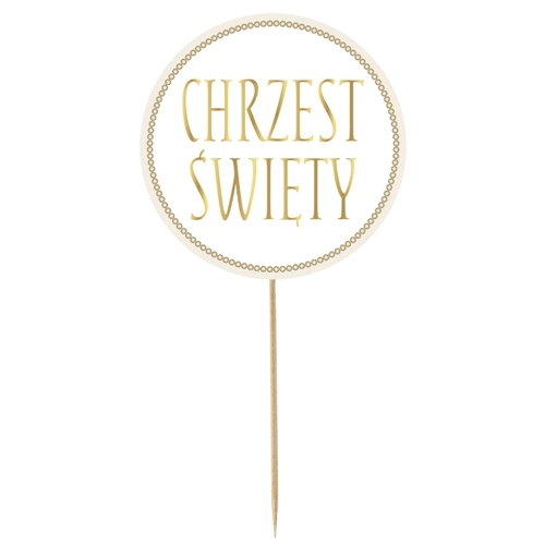 Topper ozdoby na tort napis Chrzest Święty dekoracje na chrzest złoty