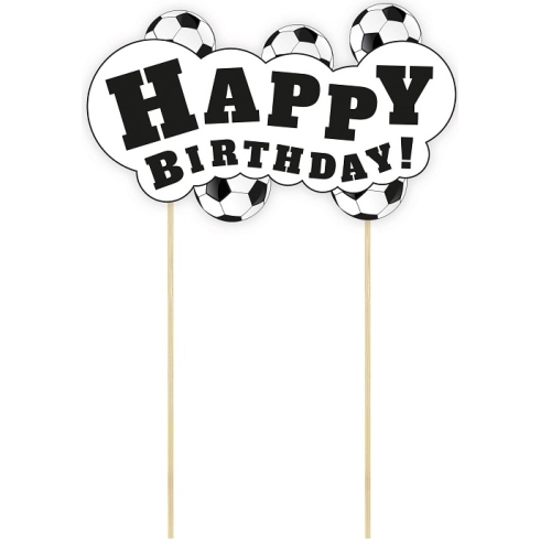 Topper ozdoby na tort napis Happy Birthday piłka nożna dekoracje urodzinowe sportowe