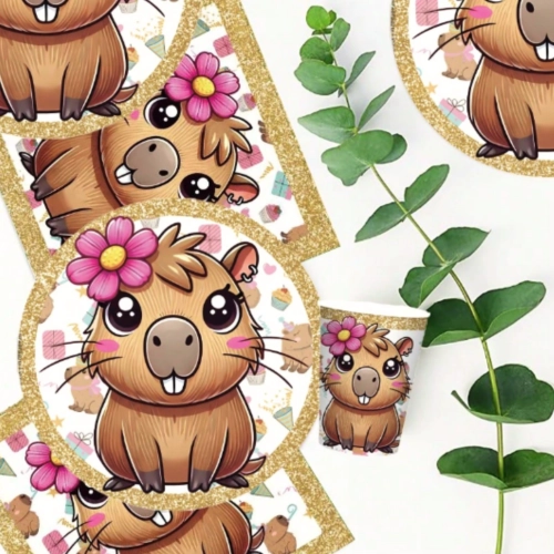 Talerzyki jednorazowe papierowe kapibara 6szt