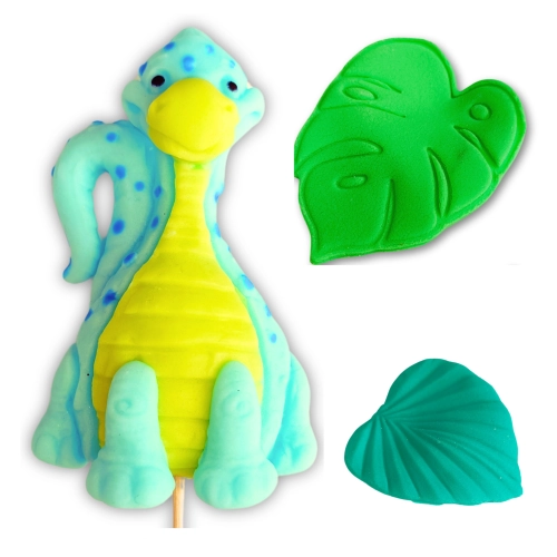 Figurki ozdoby na tort topper dinozaur liście dekoracje urodzinowe dino zestaw cukrowy 3 sztuki