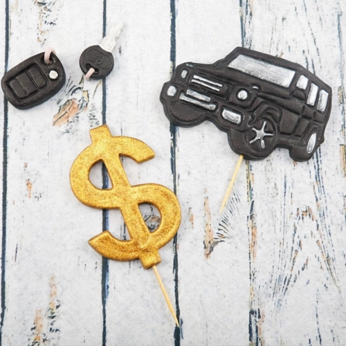 Figurki ozdoby na tort topper auto dekoracje urodzinowe samochód zestaw cukrowy 3 sztuki