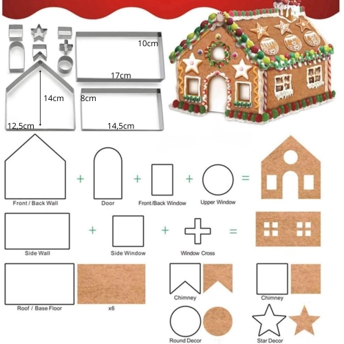 Foremki wykrawacze do ciastek domek z piernika chatka piernikowa 10 el