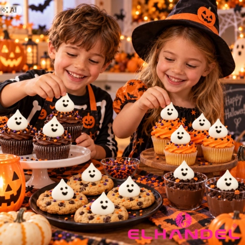 Posypka beziki duchy 10 sztuk halloween duszki białe bezy na babeczki