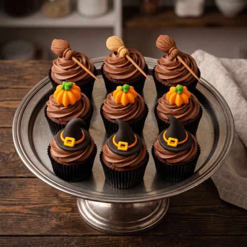 Figurki na tort 9 sztuk dynia miotła kapelusz cukrowy dekoracje halloween