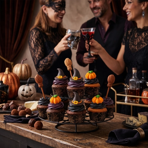 Figurki na tort 9 sztuk dynia miotła kapelusz cukrowy dekoracje halloween