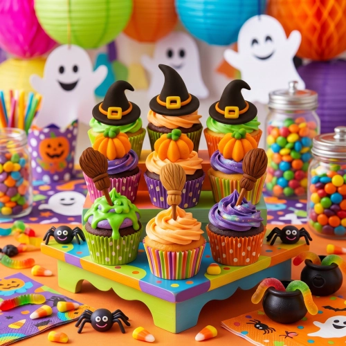 Figurki na tort 9 sztuk dynia miotła kapelusz cukrowy dekoracje halloween