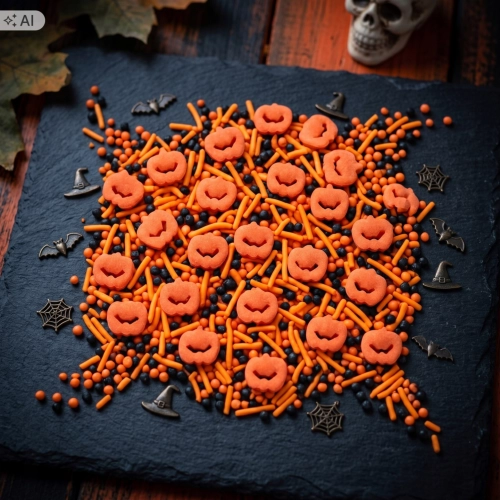 Posypka na tort 50g dynia maczek pałeczki mix halloween dekoracje na babeczki