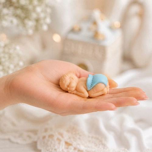 Figurka cukrowa ozdoby na tort bobas chłopiec dekoracje na roczek chrzest baby shower