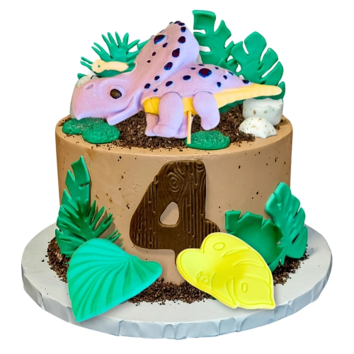 Figurki ozdoby na tort topper dinozaur liście dekoracje urodzinowe dino zestaw cukrowy 3 sztuki