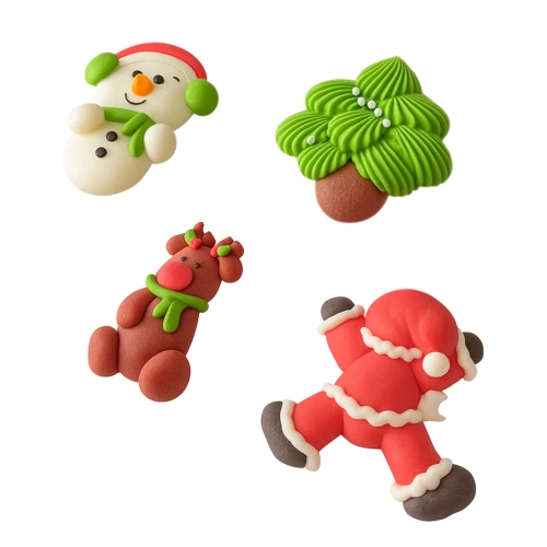 Figurki cukrowe na tort Boże Narodzenie Mikołaj bałwanek renifer