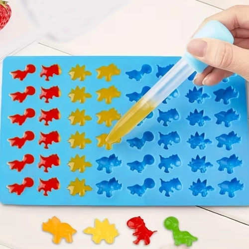 Forma silikonowa do czekolady żelek lodu pralin dinozaury dino z pipetą