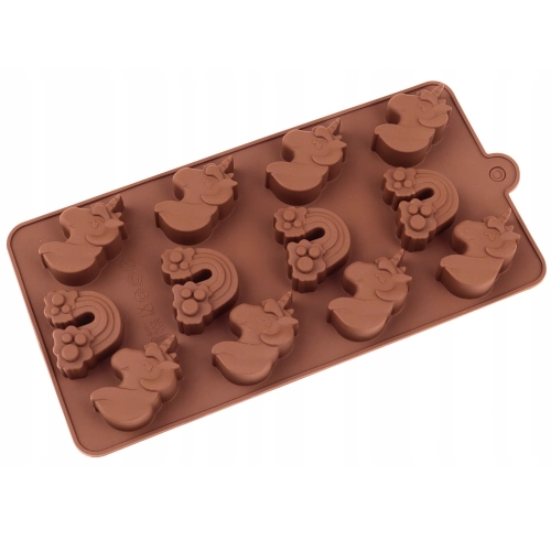 Forma silikonowa do czekolady na żelki jednorożec tęcza unicorn praliny