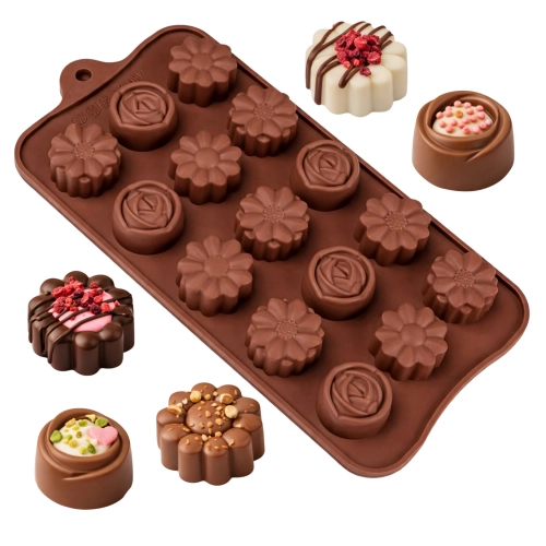 Forma silikonowa do czekolady na żelki praliny masy lukru kwiaty kwiatuszki
