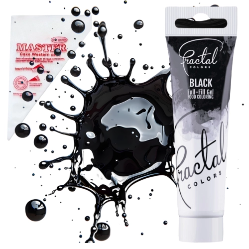BARWNIK spożywczy w żelu CZARNY DO TORTU fractal black TUBKA 30g rękaw cukierniczy