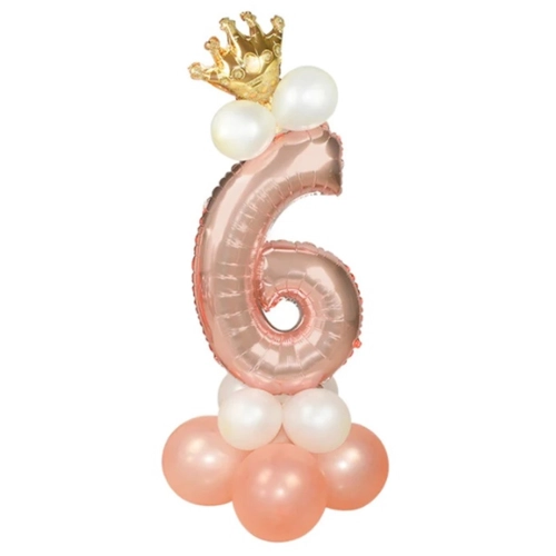 Zestaw balonów dekoracja 6 urodziny rose gold korona przyjęcie dekoracja