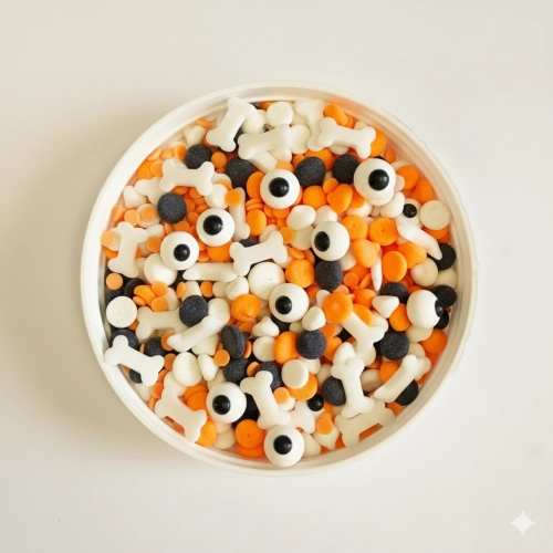 Posypka cukrowa na tort halloween beziki oczy kości konfetti 50g