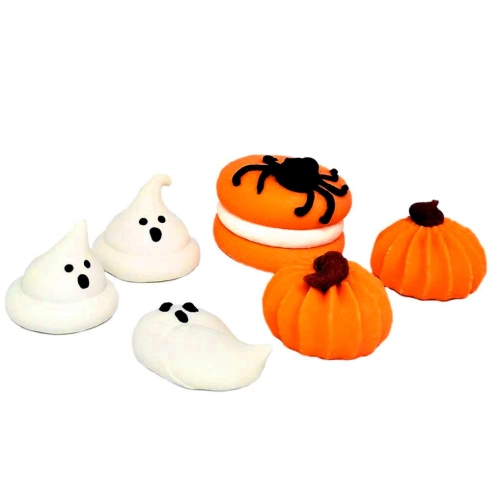Figurka cukrowa dekoracje halloween dynie duszek makaronik z pająkiem ozdoby na tort