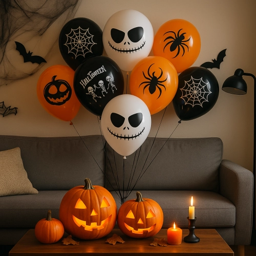 Balony halloween lateksowe ozdoby dekoracje halloween pająk dynia pajęczyna kościotrupy 10szt