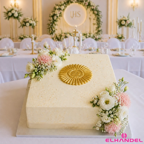 Figurka na tort Hostia IHS złota błyszcząca dekoracje komunijne ozdoby na tort