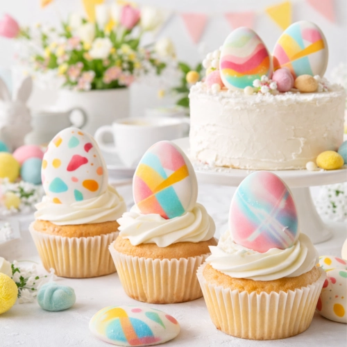 Posypka ozdoby na tort jajeczka cukrowe kolorowe beziki dekoracje świąteczne Wielkanoc 9 sztuk