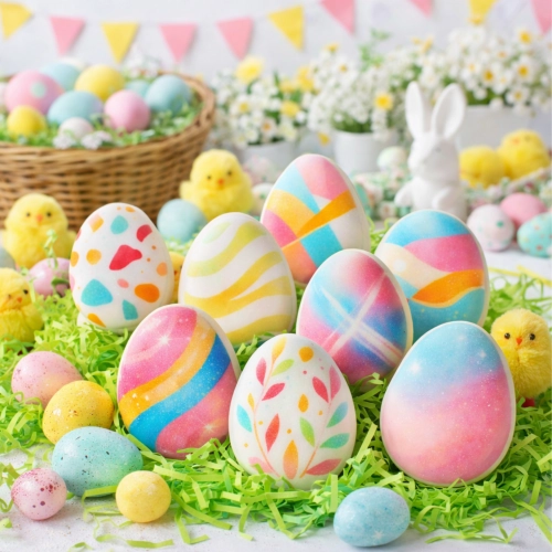 Posypka ozdoby na tort jajeczka cukrowe kolorowe beziki dekoracje świąteczne Wielkanoc 9 sztuk