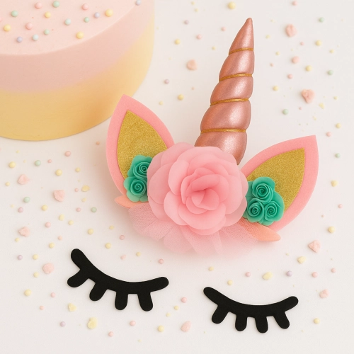 Ozdoby na tort topper na tort dekoracje urodzinowe róg jednorożca kolorowy