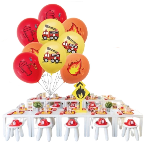 BALONY dekoracje urodzinowe ZESTAW BALONÓW lateksowych straż 9 szt