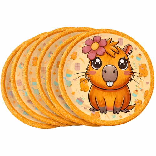 Kubeczki talerzyki jednorazowe papierowe kapibara urodziny ozdoby na stół 12el