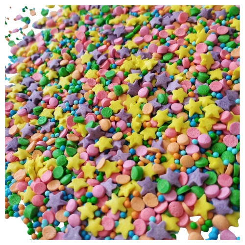 POSYPKA CUKROWA na tort MACZKI GWIAZDKI dekoracje URODZINY ozdoby MIX 50g