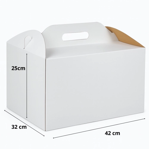 Pudełko na ciasto opakowanie karton na tort chrzest wesele biały 42x32x25 cm 5szt