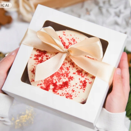 Pudełko na ciasto tort 20x20x15cm karton z okienkiem opakowanie chrzest wesele urodziny