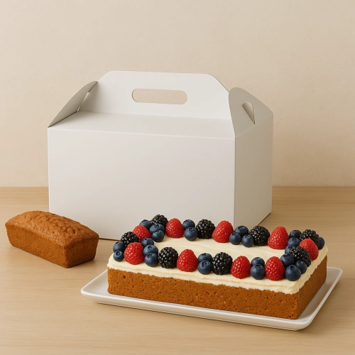 Pudełko na ciasto opakowanie karton na tort chrzest wesele biały 42x32x25 cm