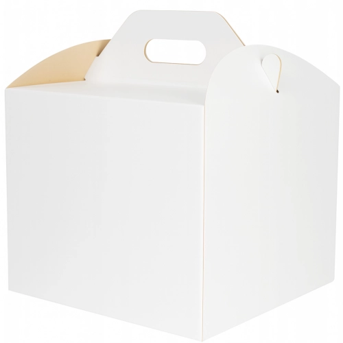 Pudełko na ciasto 5 sztuk opakowanie karton na tort z rączką chrzest wesele biały 24x24x25