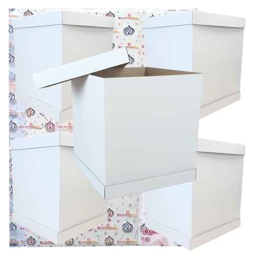 Pudełko na ciasto opakowanie karton na tort chrzest wesele biały wysoki 32,5x 32,5x 45 zestaw 5 sztuk