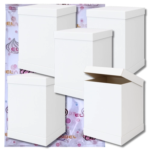 Pudełko na ciasto opakowanie karton na tort piętrowy chrzest wesele biały wysoki 30x30x45 zestaw 5 sztuk