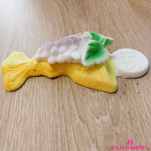 Figurka cukrowa na tort kielich z winogronem hostia IHS ozdoby dekoracje komunijne