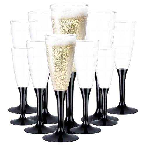 KIELISZKI DO SZAMPANA wina PLASTIKOWE 120 ml na nóżce 10szt OZDOBA