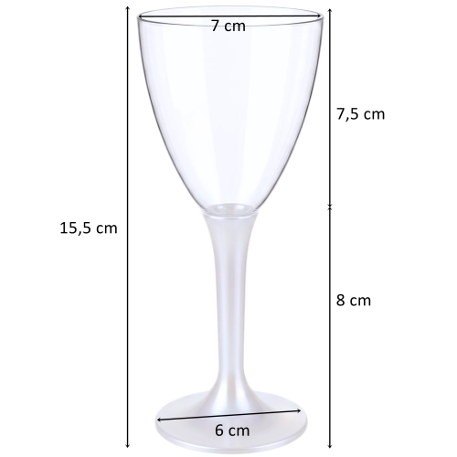 Kieliszki do wina szampana plastikowe 10 sztuk na białej nóżce ozdoba 140ml