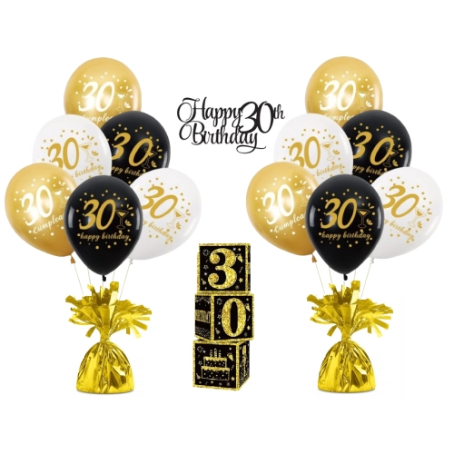 BALONY dekoracje urodzinowe ZESTAW BALONÓW 30 urodziny lateksowe 6szt
