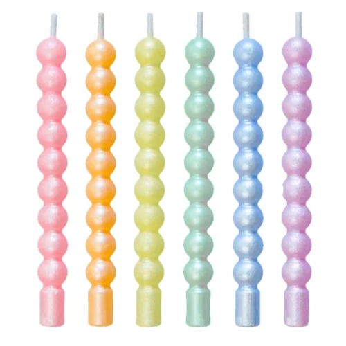 Świeczki na tort kolorowe pastelowe perły świeczka urodzinowa ozdobna 6szt