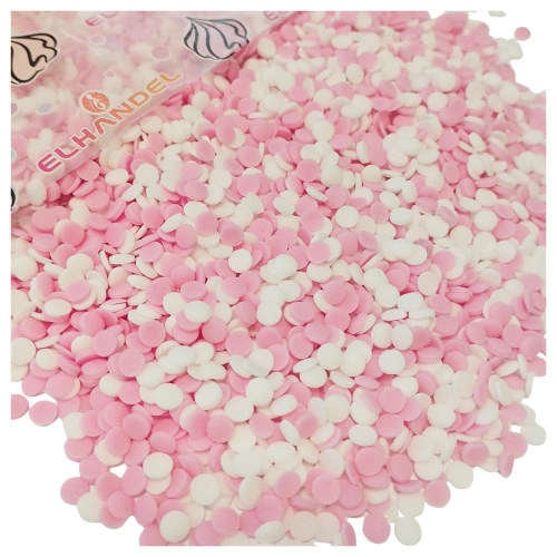 Posypka cukrowa konfetti biało różowa 6mm 30g