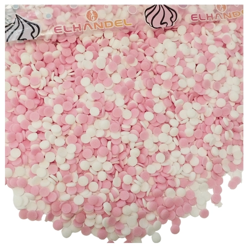 Posypka cukrowa konfetti biało różowa 6mm 30g