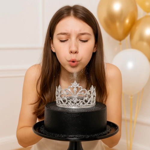 Korona na tort srebrna tiara diadem dekoracja dla księżniczki