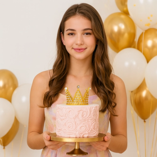 Korona na tort ozdoba dla księżniczki dekoracje na tort złota ze srebrnymi kryształkami