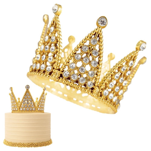 Korona na tort ozdoba dla księżniczki dekoracje na tort złota ze srebrnymi kryształkami