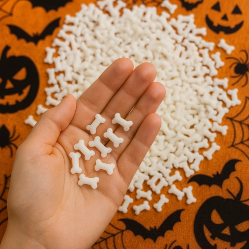 Posypka cukrowa na tort halloween biała kość dekoracje cukrowe na babeczki 50g