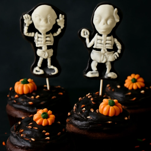Figurki na tort kościotrupy dynie dekoracje halloween ozdoby na tort 8 sztuk