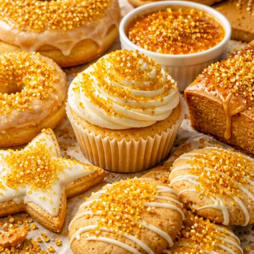 Posypka na tort 500g kryształki złote cukrowe na babeczki dekoracje urodzinowe