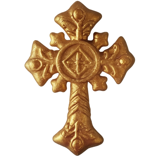 Figurka na tort krzyż cukrowy złoty krzyżyk ozdoby dekoracje komunijne