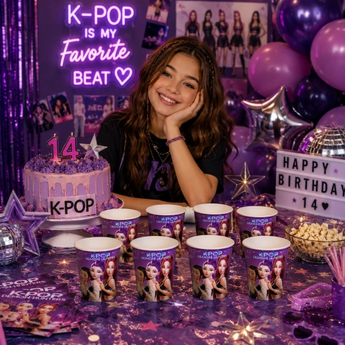 Kubeczki papierowe 8 sztuk K-POP Demon Hunters łowczynie demonów urodziny
